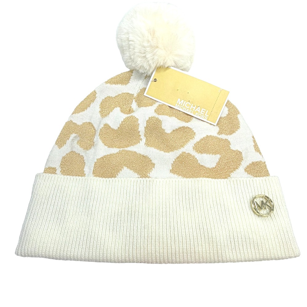 Michael Kors Women's Metallic Leopard Print Beanie